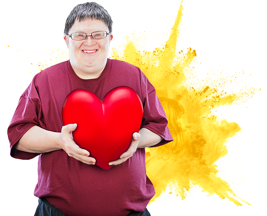 A guy holding a hart